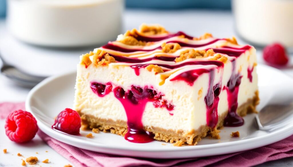 no-bake raspberry swirl cheesecake bars
