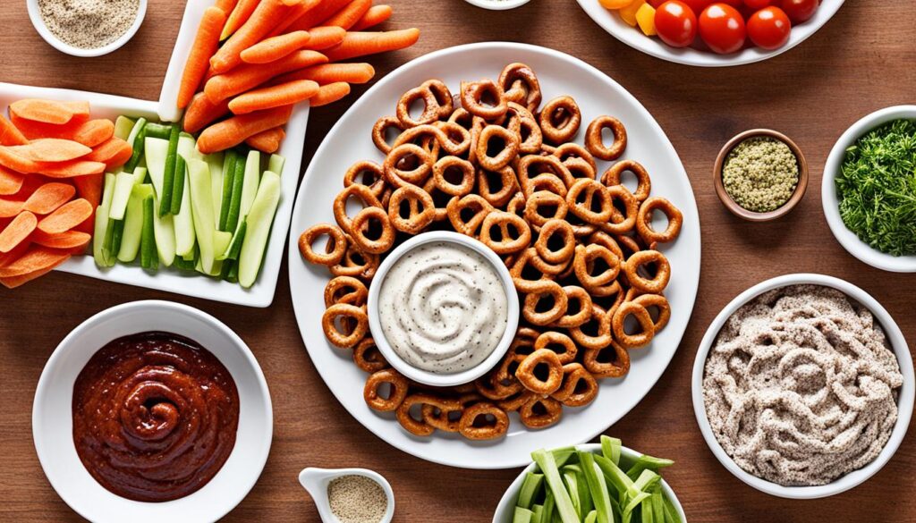whole-wheat pretzels with dip
